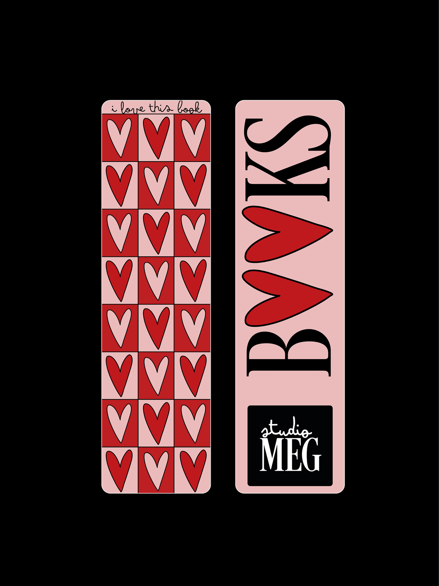 Red & Pink heart bookmark