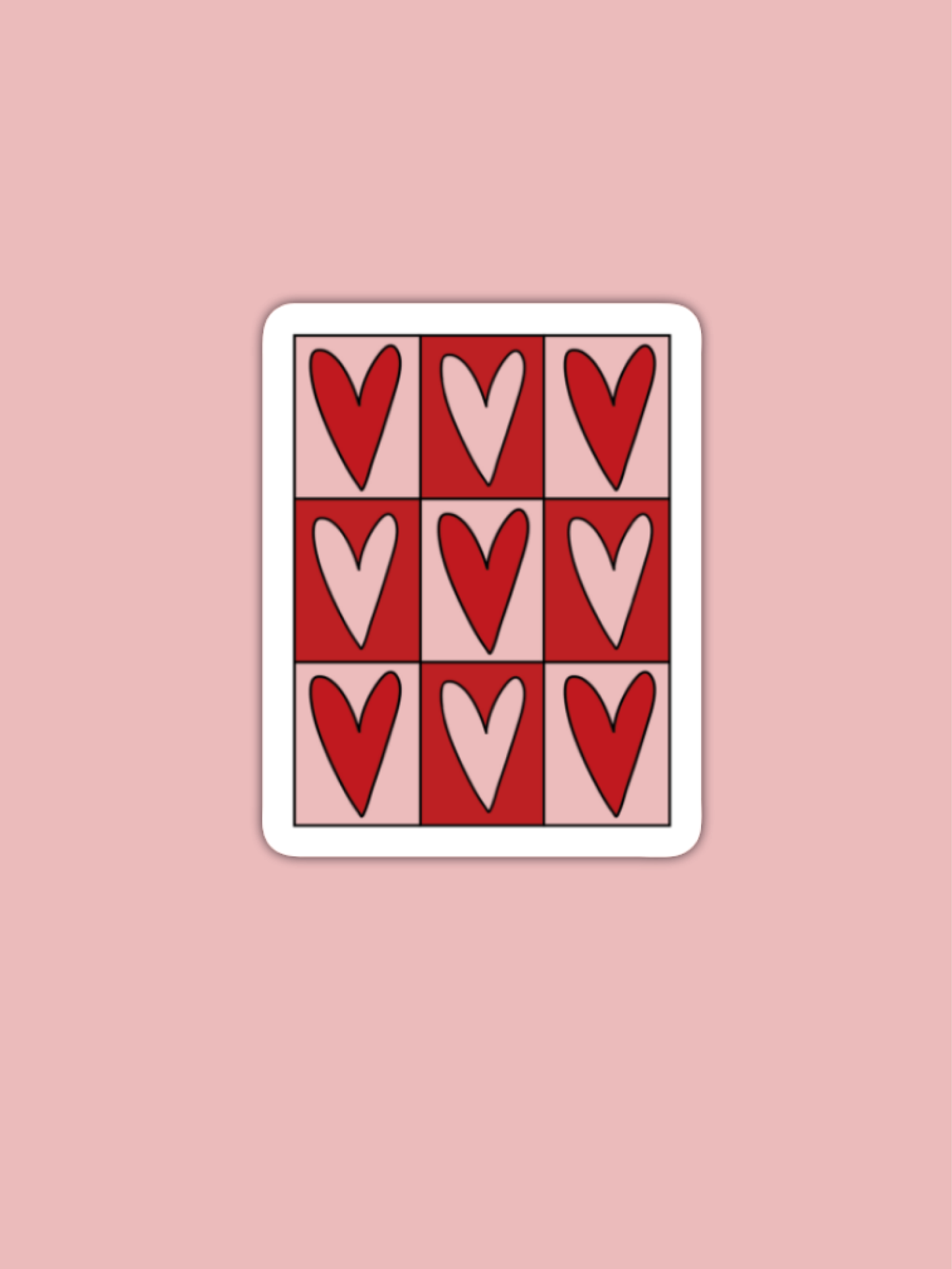Pink & red heart sticker