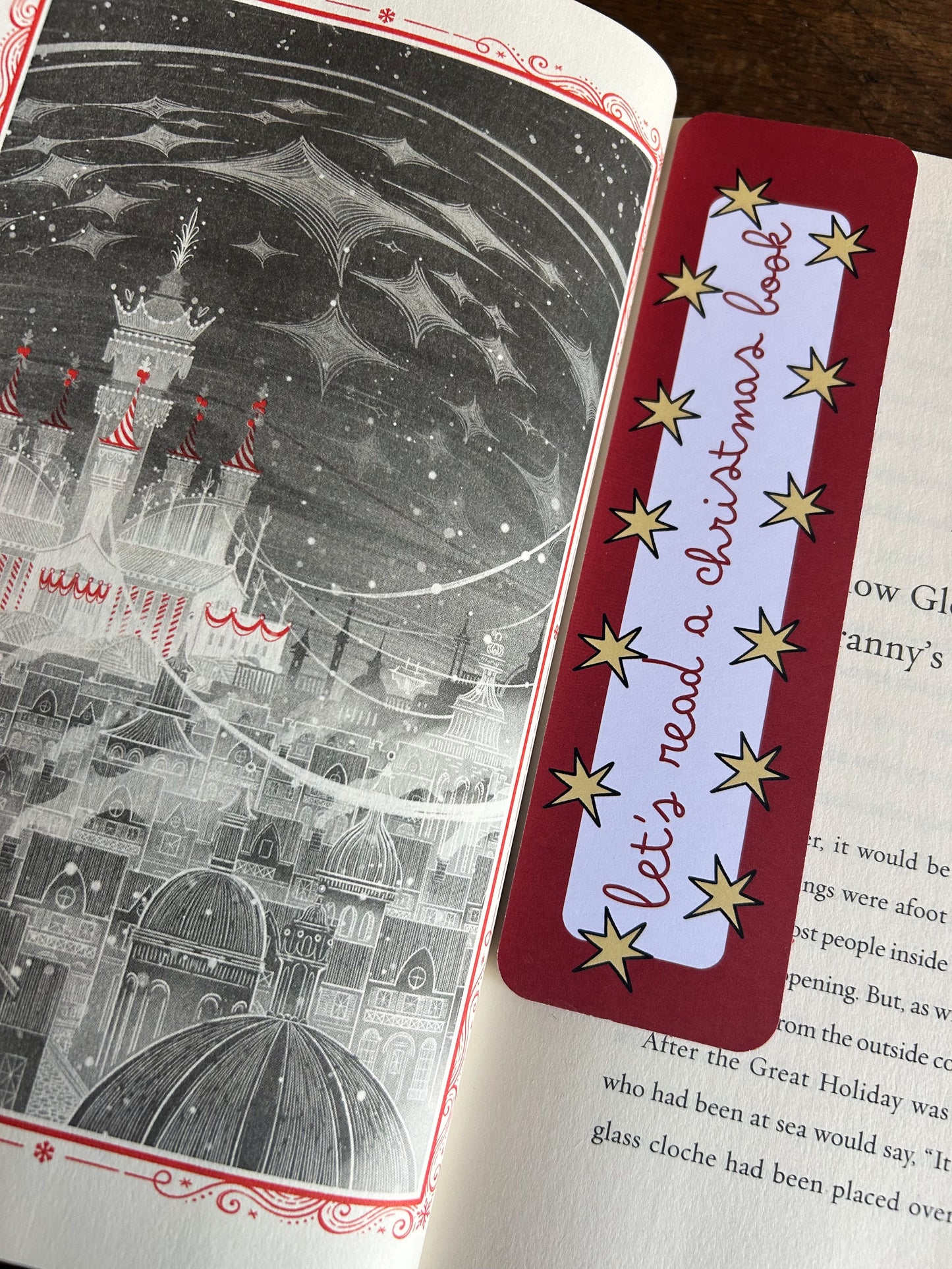 Bookmark let's read a christmas book